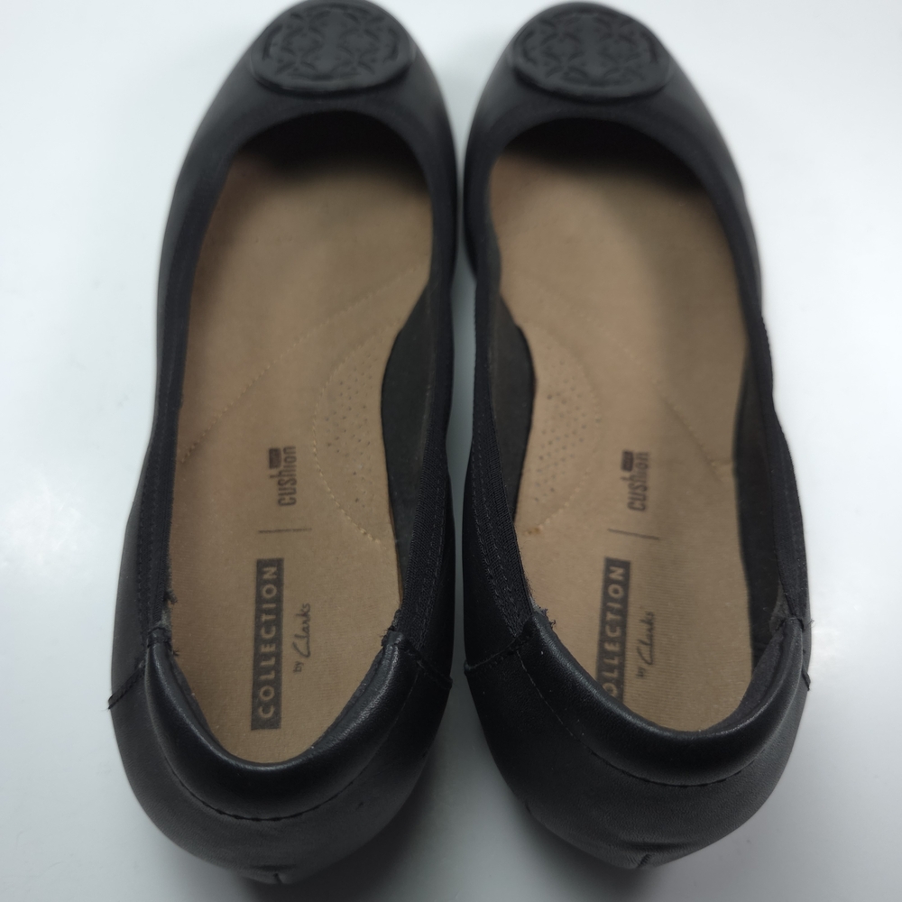 Clarks Sara Willow Black Leather Ballet Flats W 9 - Picture 6 of 14